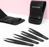 FACEMADE 4 Pcs Tweezers Set, Stainless Steel Hair Removal Makeup Tool, Gift, Black